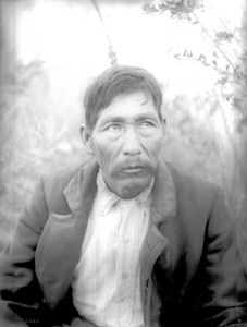 Portrait of a Yuma Indian man with a moustache, ca.1900