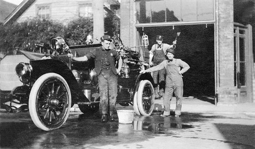 Washing the 1912 LaFrance fire engine