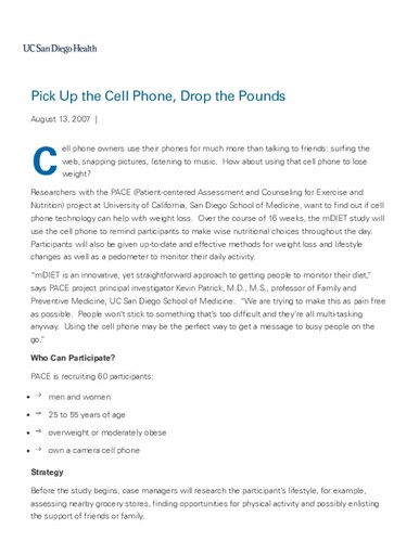 Pick Up the Cell Phone, Drop the Pounds