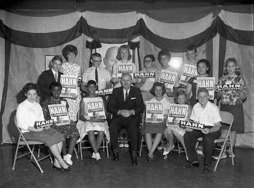 Hahn and supporters, Los Angeles, 1962