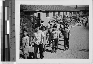 Children on their way home to lunch at Granada Japanese Relocation Camp, Amache, Colorado, ca. 1942
