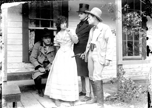 House Peters, Beatriz Michelena, Ernest Joy and William Nigh in the California Motion Picture Corporation production of Salomy Jane, Lagunitas, 1914 [photograph]