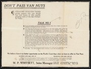 Don't Pass Van Nuys Announcement of Talk (proof sheet?)