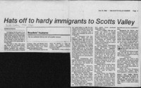 Hats off to hardy immigrants to Scotts Valley