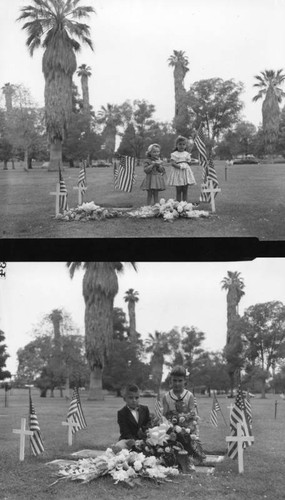 Children visiting the cemetery