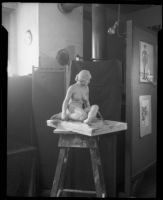 Sculpture of a seated female nude by an Otis Art Institute student, Los Angeles, 1918-1939