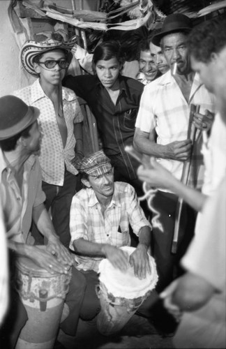 Men playing congas, Barranquilla, Colombia, 1977