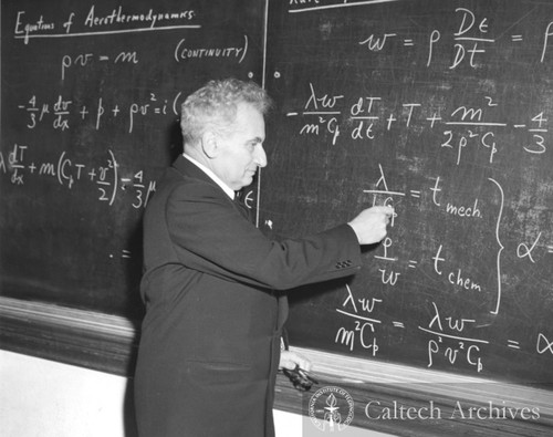 Theodore von Karman using the blackboard