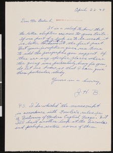 John Hodgdon Bradley, letter, 1938-04-27, to Hamlin Garland