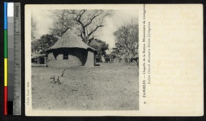 Thatched hut church at Livingstone Station, Zambia, ca.1920-1940