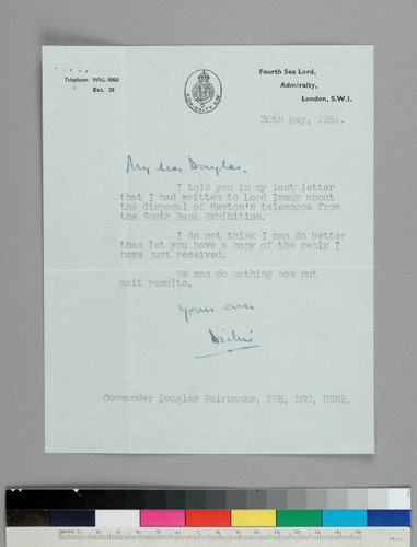 Louis Mountbatten writes to Douglas Fairbanks
