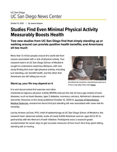 Studies Find Even Minimal Physical Activity Measurably Boosts Health