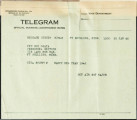 Telegram from Hot Air Sgt Major to Sue Ogata Kato, January 22, 1945