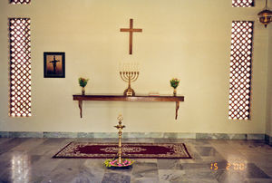 Kirkesal/Kapel på Siloam Pigekostskole, Tirukoilur, Tamil Nadu, Sydindien, 2000