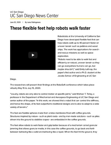 These flexible feet help robots walk faster
