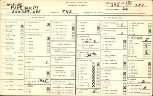 WPA household census for 743 SUNSET AVE, Los Angeles County