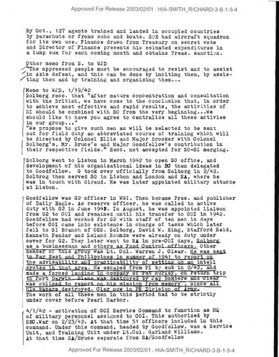 R. Harris Smith notes regarding activities and administration of U.S. special operations in World War II