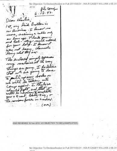 Letter from Walt to Charlie, with attachment