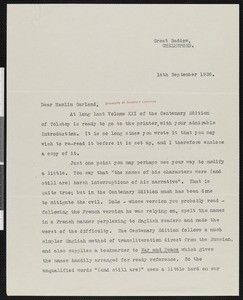 Aylmer Maude, letter, 1936-09-14, to Hamlin Garland