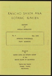 Leaflets of Popular Information, No. 6, Artemisia pycnocephala, Coast Sagebrush