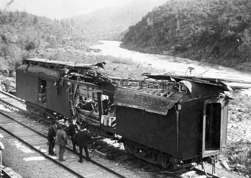 Wrecked Railroad Car