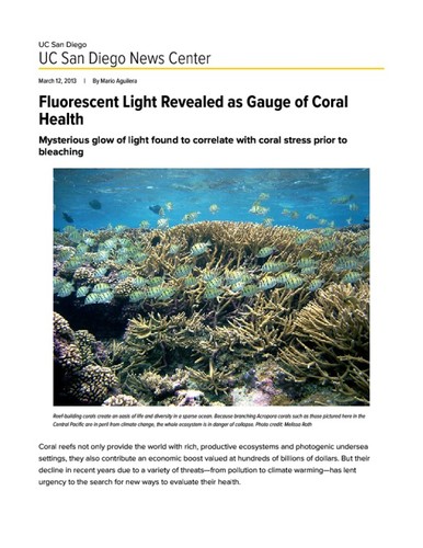Fluorescent Light Revealed as Gauge of Coral Health
