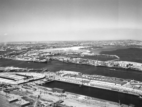 Los Angeles Harbor and Terminal Island, looking northeast