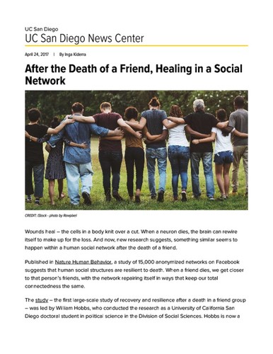 After the Death of a Friend, Healing in a Social Network