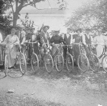 Group of Victorian era bicycle riders