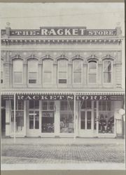 Exterior view of Racket Store, Petaluma, California, about 1900