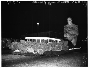 University of Southern California homecoming parade... several floats, 1951