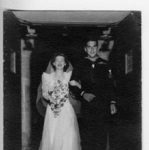Frank Schmittgen, Jr. and wife at wedding on June 17, 1945--from the scrapbook "Flora Schmittgen: This Is Your Life - April 7, 1955