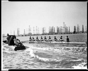 View of an Olympic rowing competition in Long Beach, 1932