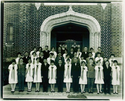 Stockton - Schools - El Dorado - Students circa 1925-1948: El Dorado February 4, 1927 class, [Birdie Essen], John Williams, Principal