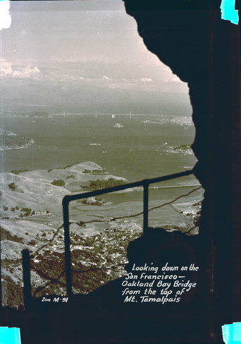 View from Mt. Tamalpais, of Marin County, San Francisco, and the San Francisco Bay, 1936 [postcard negative]