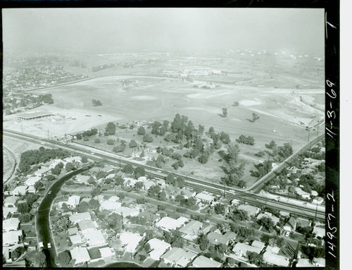 Aerial view of La Mirada Park and Golf Course