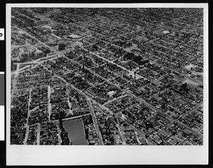 Aerial view of Los Angeles, looking southwest near Rosewood Street and Madison Street, 1939