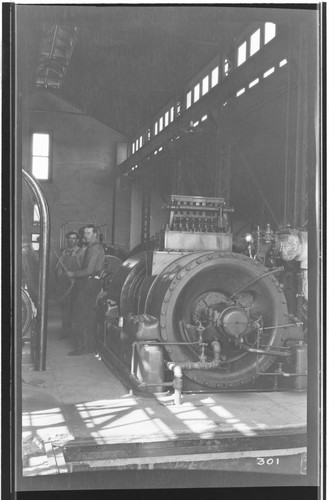 A crew installing the second turbine in the Visalia Steam Plant