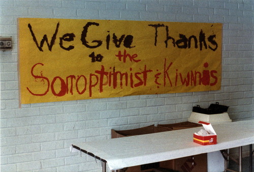 Banner thanking the Soroptimist and Kiwanis Club in Commerce