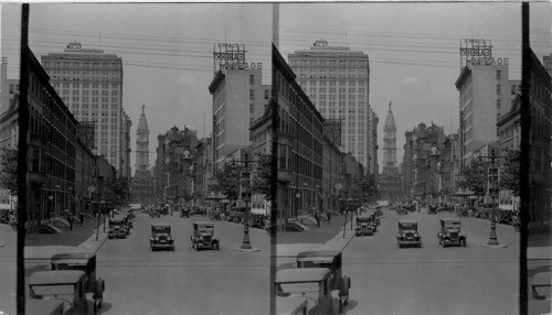 Looking north on Broad St., City Hall in distance, Philadelphia, Pa
