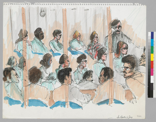 [recto]: San Quentin 6 Jury [and defendants in foreground]