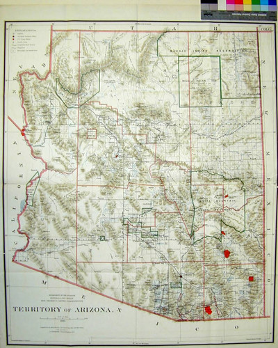 Territory of Arizona 1892 : Compiled and drawn from the Official Records of the General Land Office and other sources / Under the supervision of A. F. Dinsmore. Principal Draughtsman G.L.O. Traced and lettered by M. Hendges. Compiled and drawn by A. F. Dinsmore
