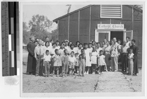Group of parishoners, Jerome Relocation Center, Denson, Arkansas, ca. 1942
