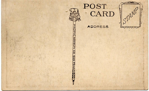 Brand's estate, El Miradero postcard, circa 1905 (back)