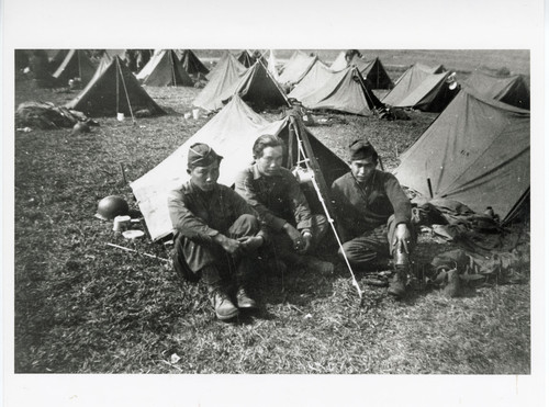 John, George and Leonard Takasugi in Army Camp