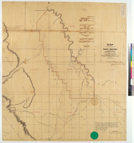 Map showing the location of the Rancho Orestimba, finally confirmed to Sebastian Nunez : [Calif.] / Made by the U.S. Surveyor General