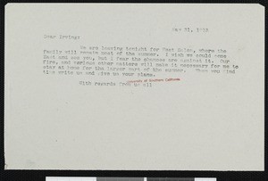 Hamlin Garland, letter, 1913-05-31, to Hamlin Garland