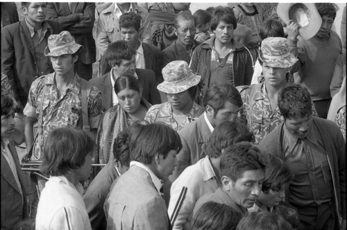 Soldiers at a funeral with Mayan civilians, Chimaltenango, 1982