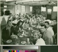 Dining room with students seated at dining tables
