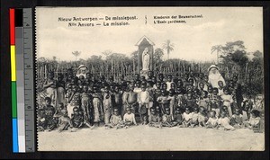 School children standing with missionary sister, Congo, ca.1920-1940